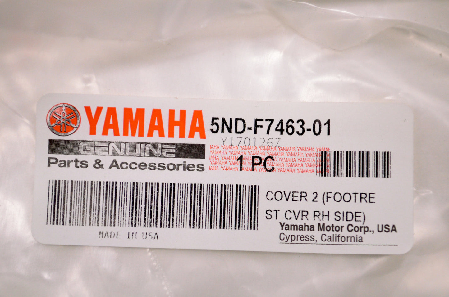 OEM Yamaha 5ND-F7463-01-00 Right Footwell Cover 2 NOS