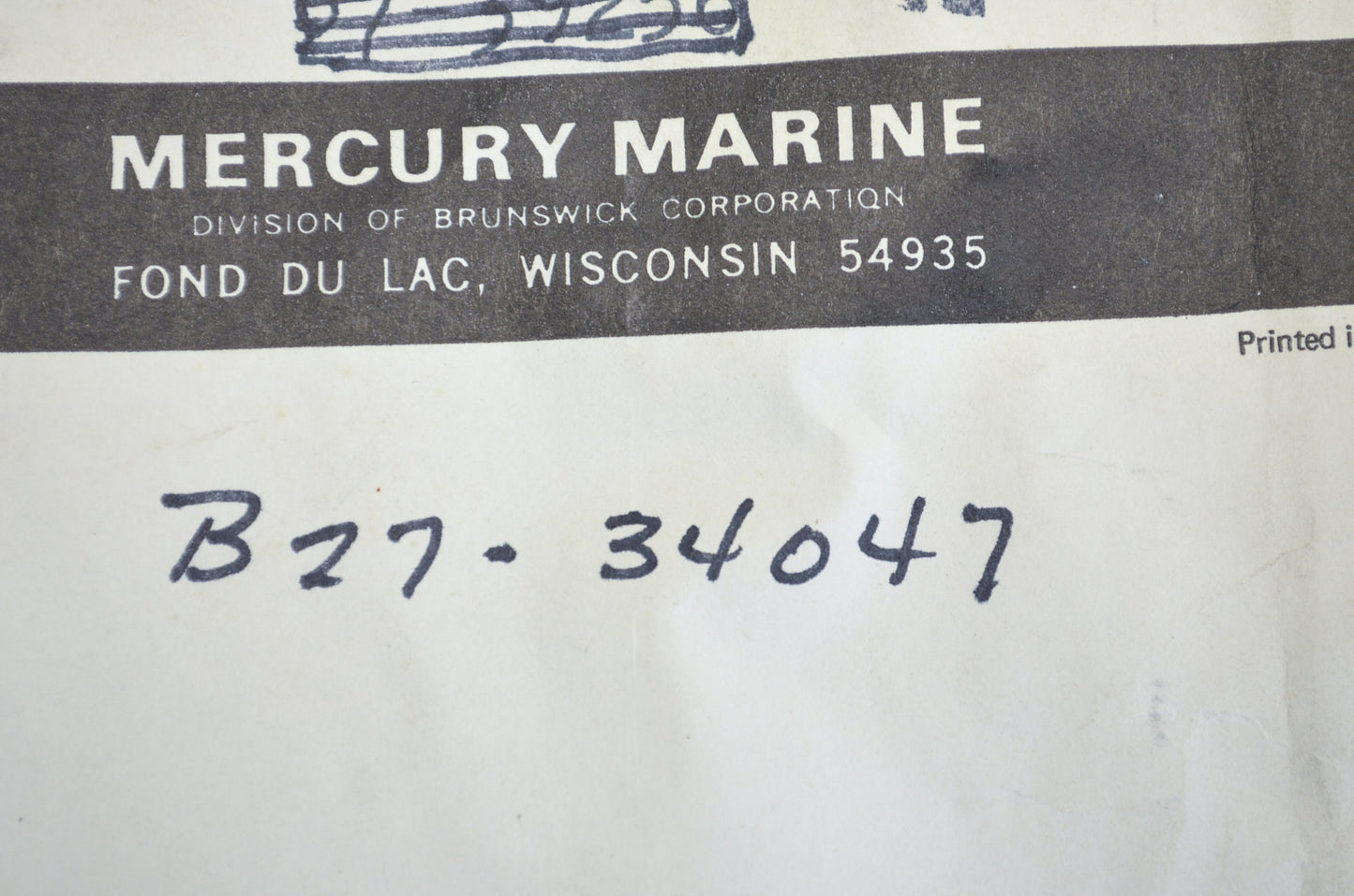 New OEM Mercury 27-34047 Gasket NOS