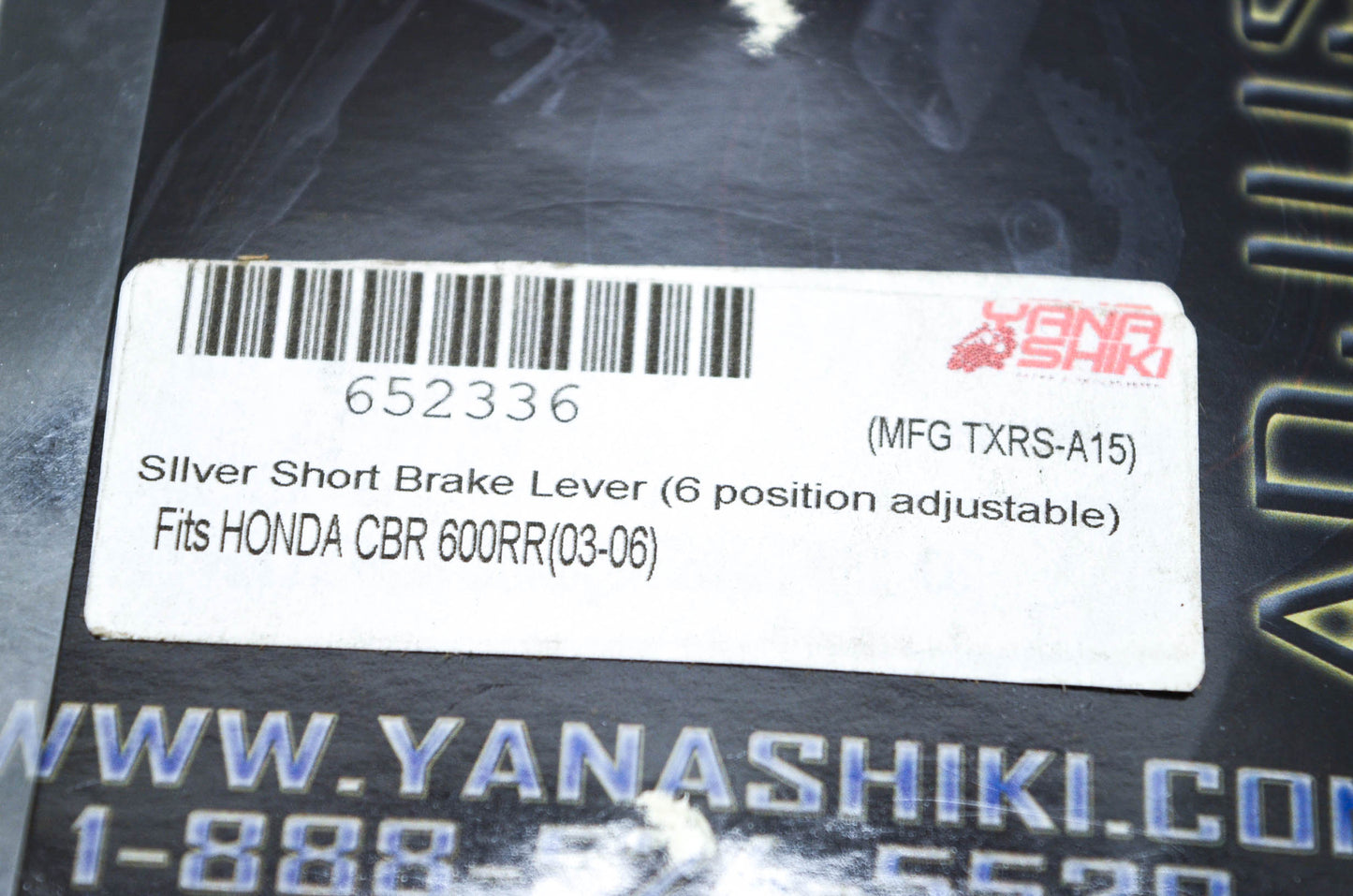 Yana Shiki TXRS-A15, 652336 Honda Silver Short 6 Position Adjustable Brake Lever