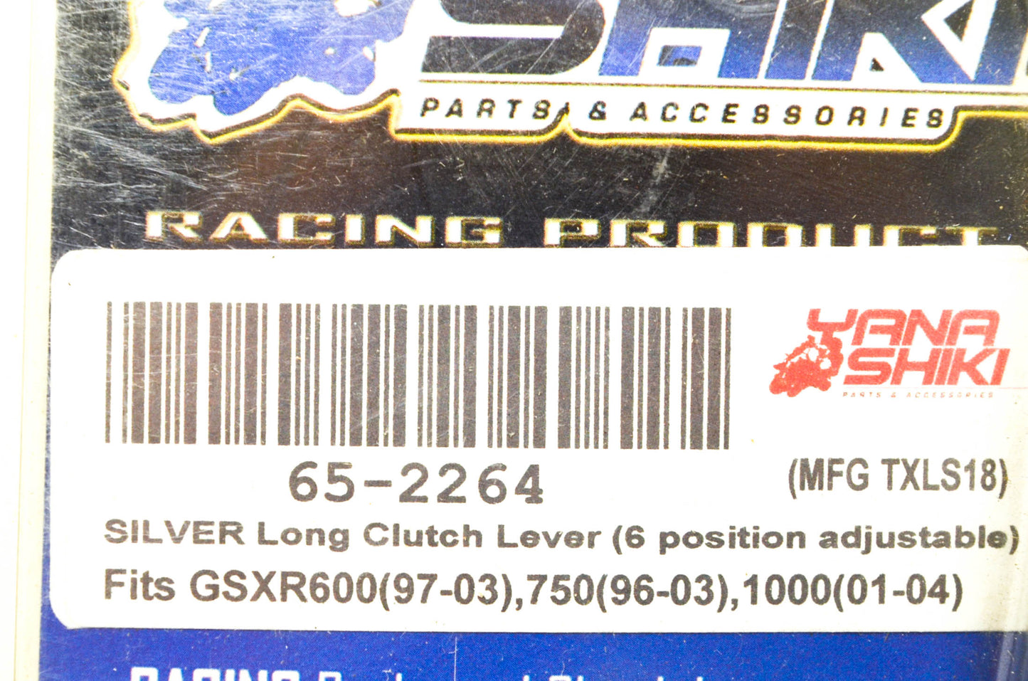 Yana Shiki TXLS18, 65-2264 Suzuki Silver Long 6 Position Adjustable Clutch Lever