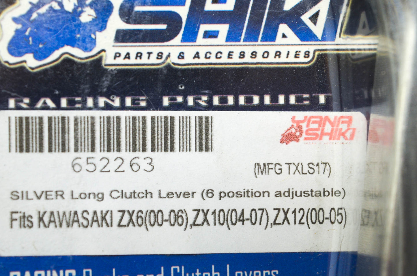 Yana Shiki TXLS17, 652263 Kawasaki Silver Long 6 Position Adjustable Clutch Leve