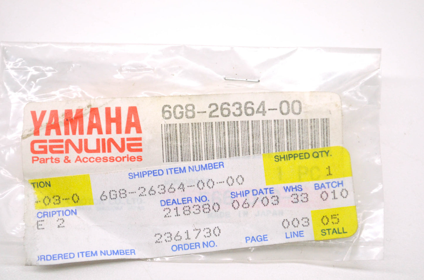 New OEM Yamaha 6G8-26364-00-00 Cable End 2 NOS