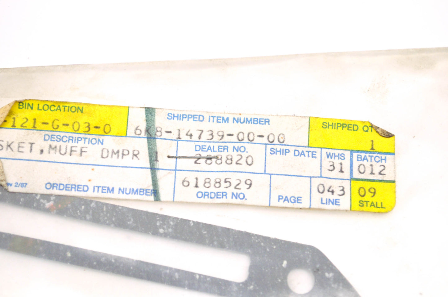 OEM Yamaha 6K8-14739-00-00 Muffler Damper Gasket 1 NOS