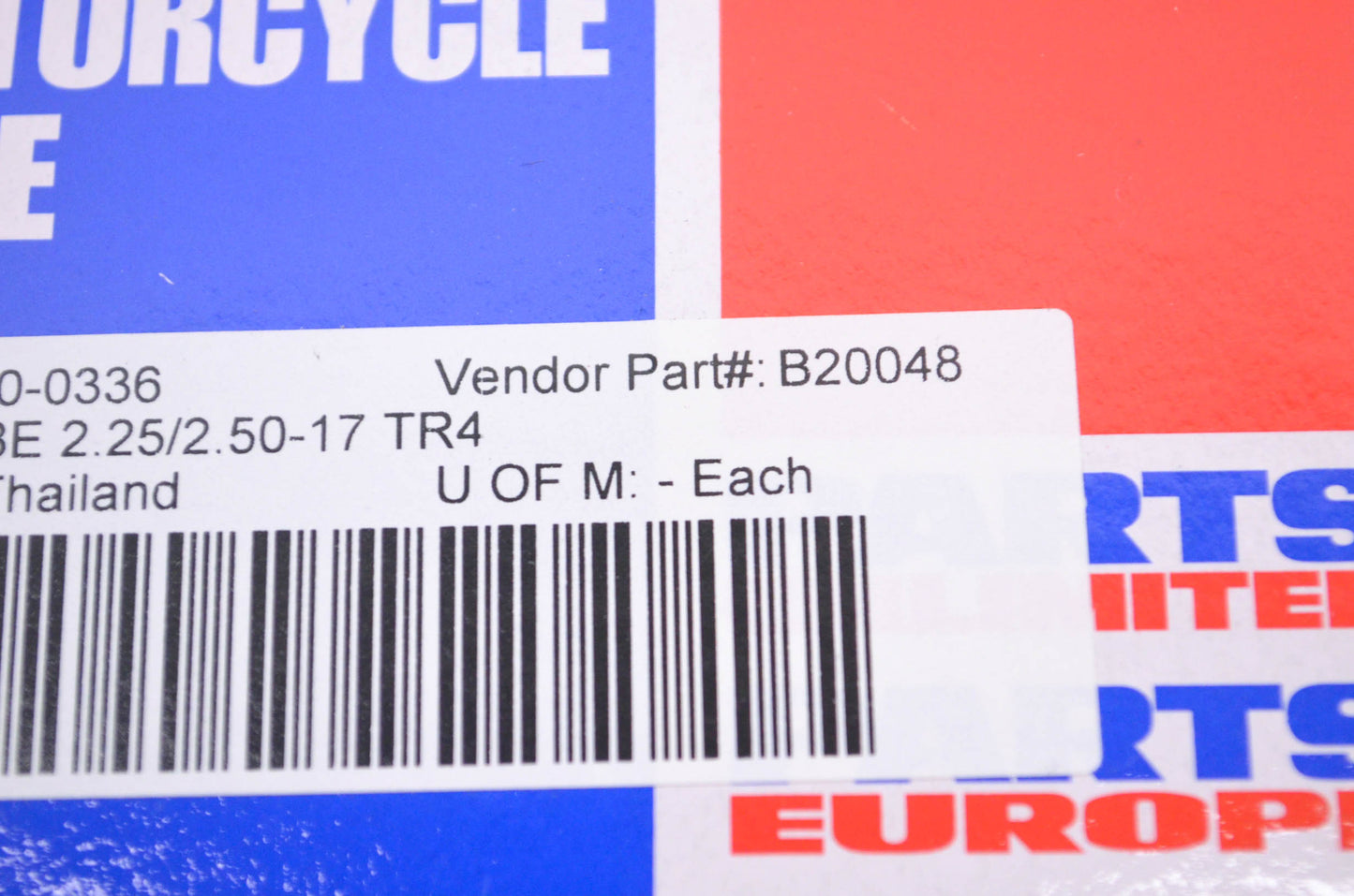 Parts Unlimited 0350-0336, B20048 Standard Tire Inner Tube 2.25/2.50-17 TR4 NOS