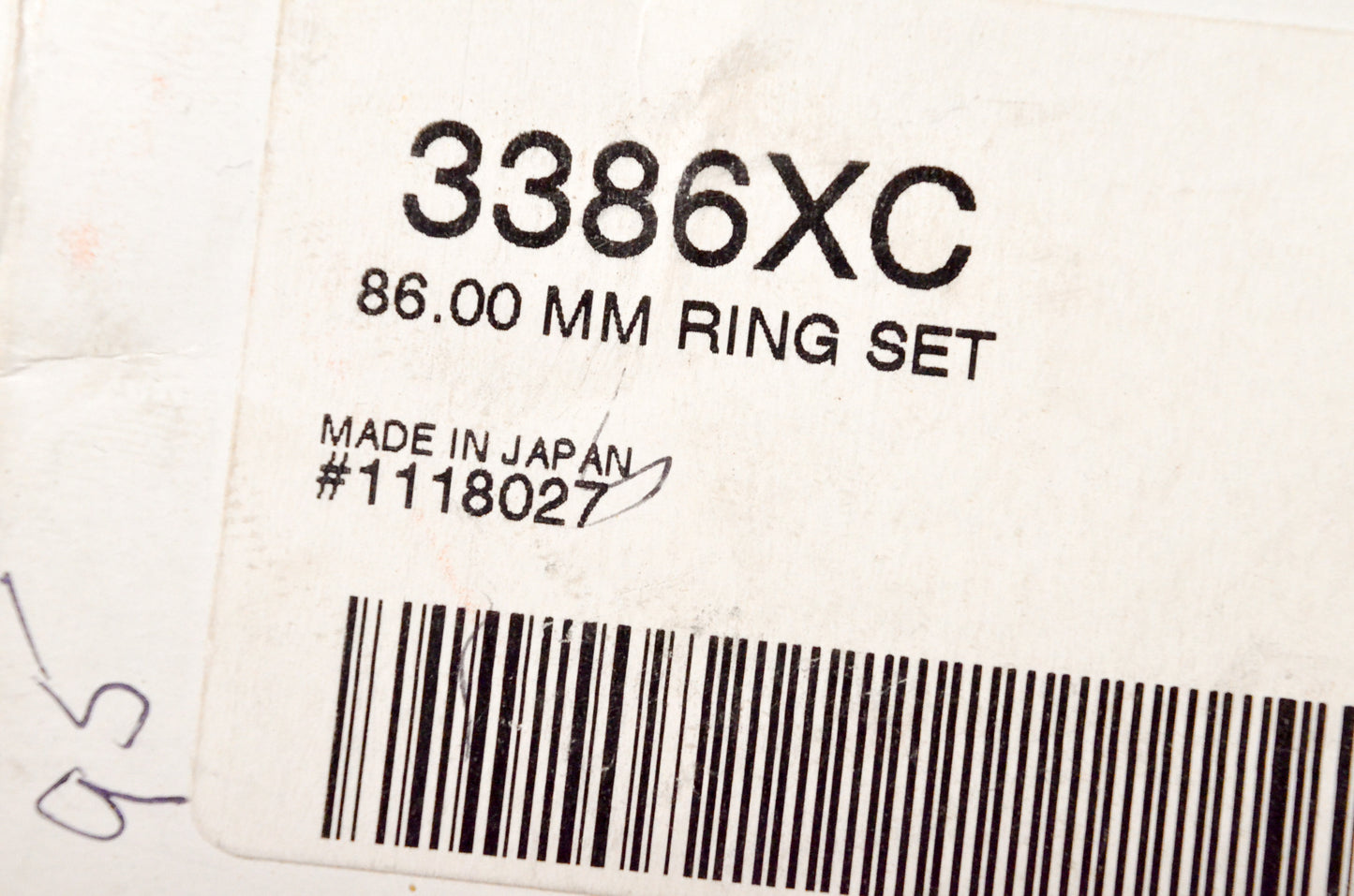 3386Xc 86.00Mm Piston Ring Set NOS