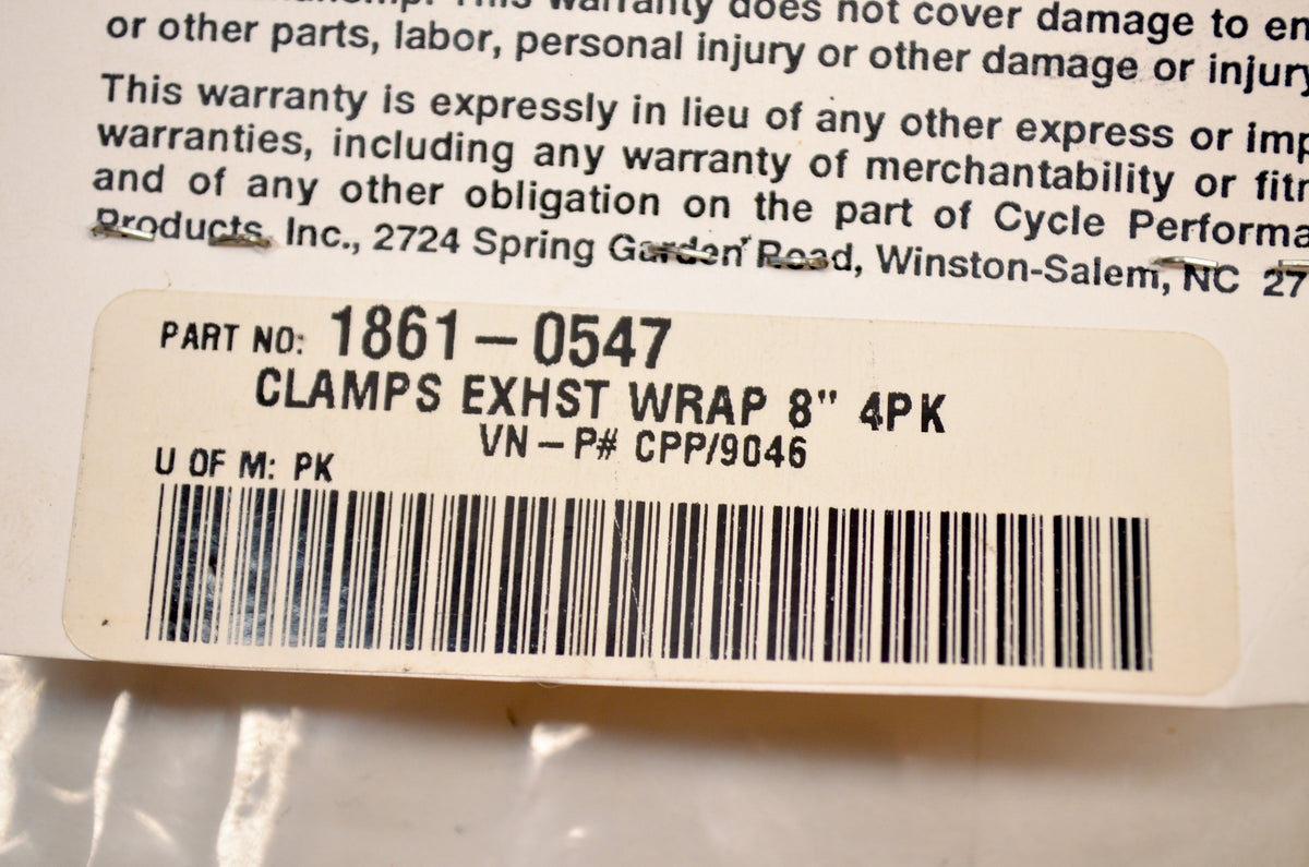 Cycle Performance 1861-0547 8" Exhaust Wrap QTY 4 NOS