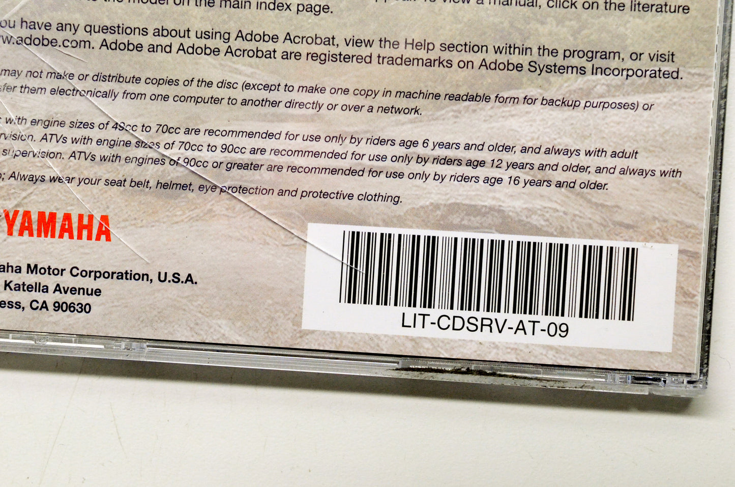 OEM Yamaha LIT-CDSRV-AT-09 09 ATV & SxS Service Manual CD