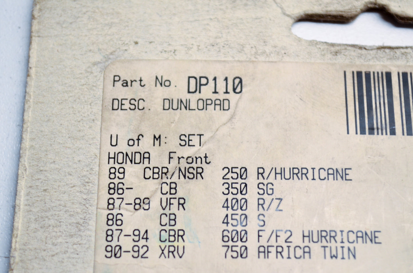 DP Brakes DP110 Brake Pad Kit NOS