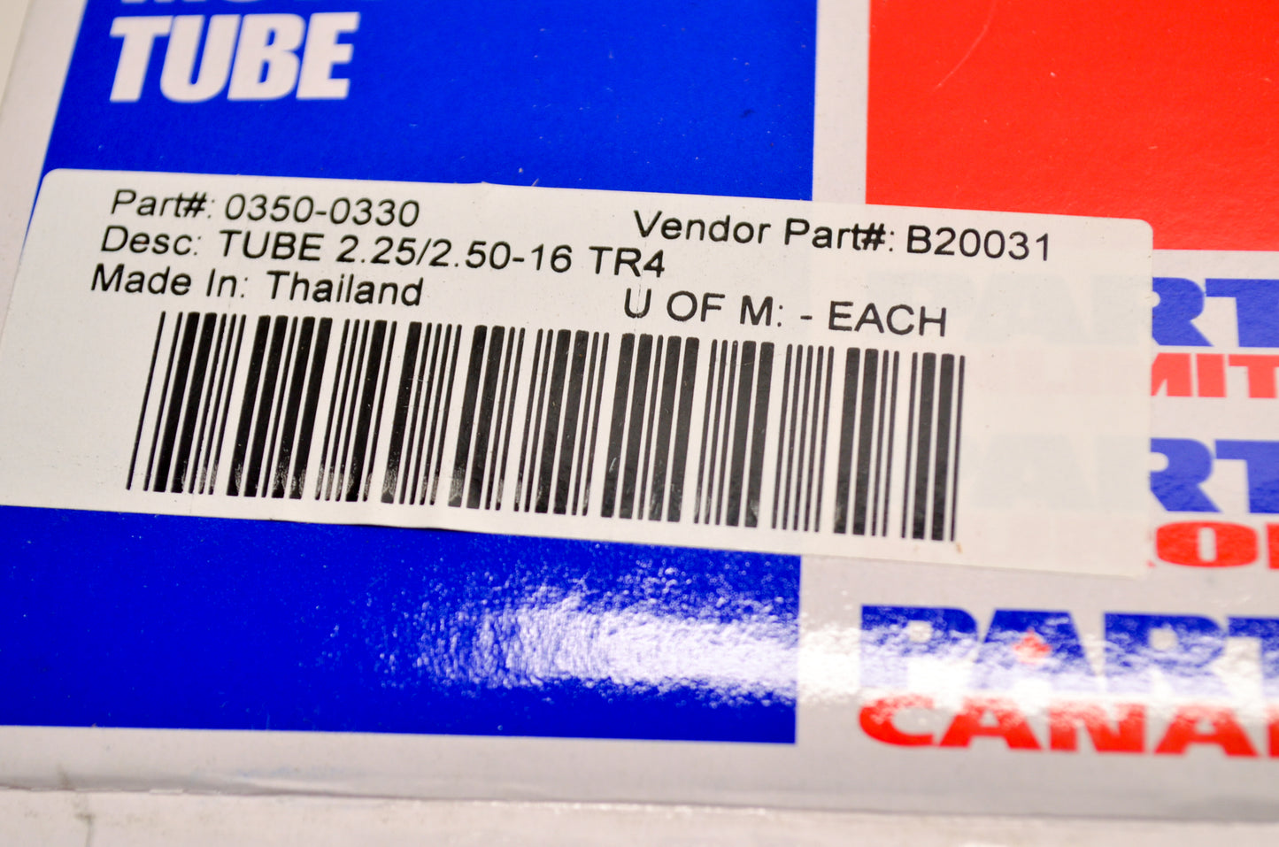 Parts Unlimited 0350-0330 Motorcycle Tire Tube 2.25/2.50-16 TR4 NOS