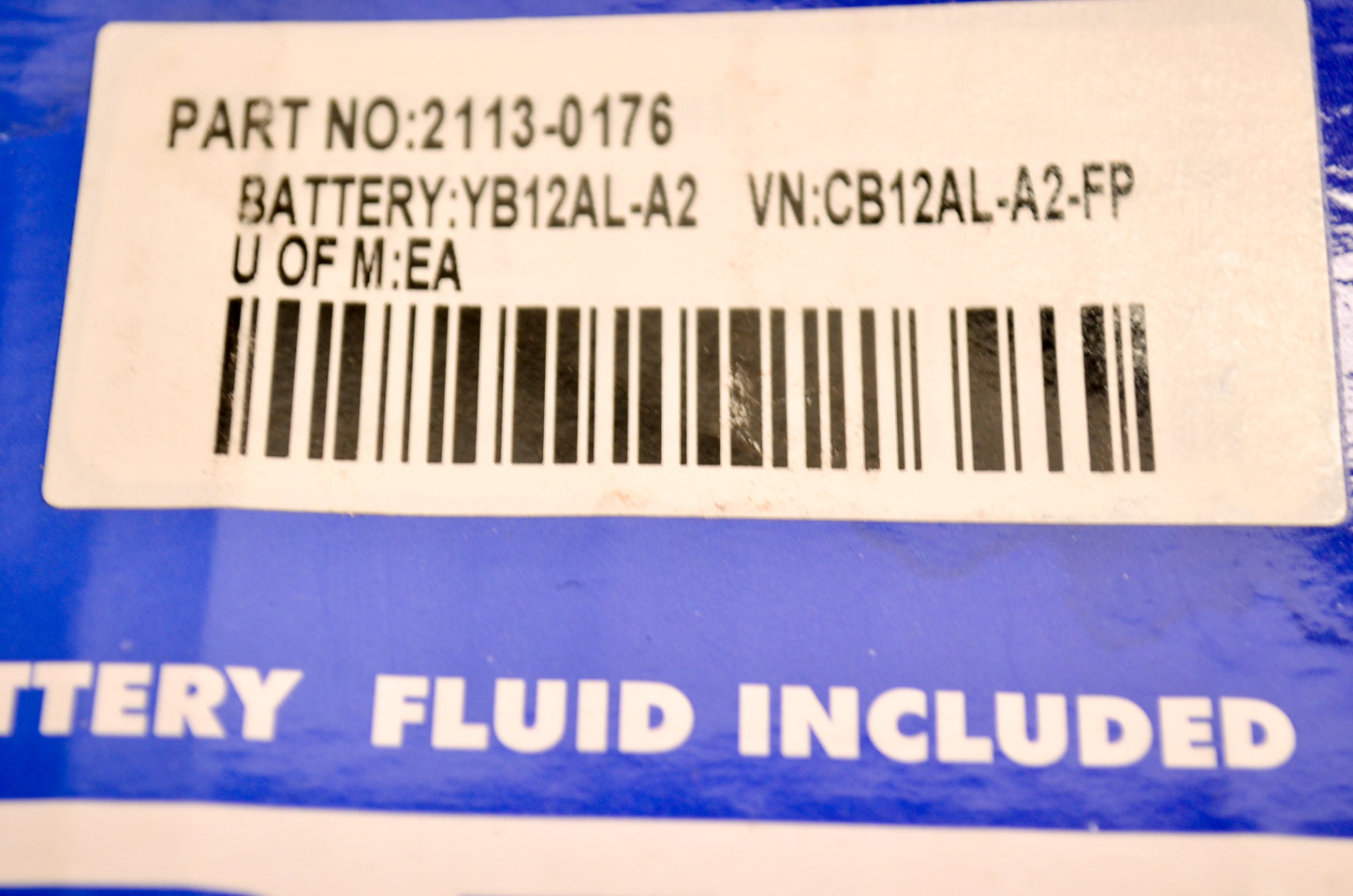 Parts Unlimited 2113-0176 Battery Only - No Fluid NOS