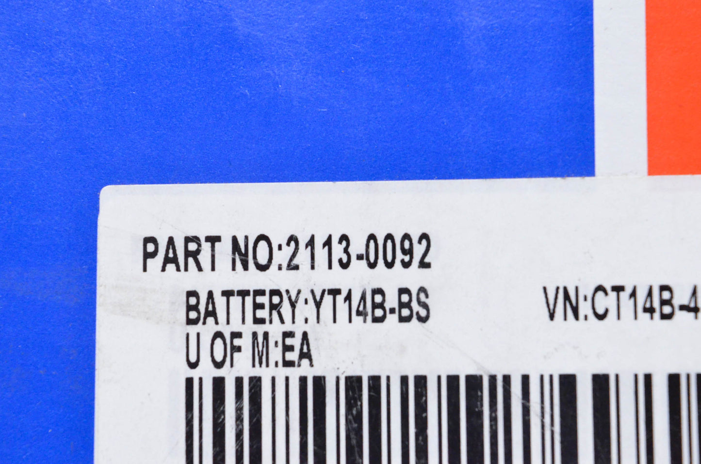 Parts Unlimited 2113-0092 Factory Activated Maintenance Free Battery NOS