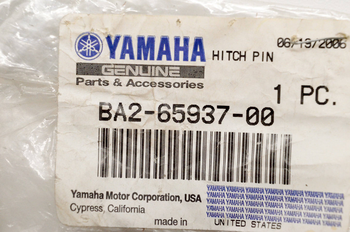 OEM Yamaha BA2-65937-00-00 Hitch Pin NOS