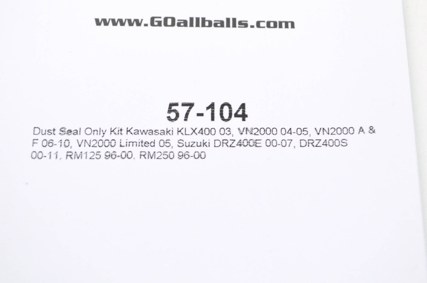 All Balls 57-104 Dust Seal Kit NOS