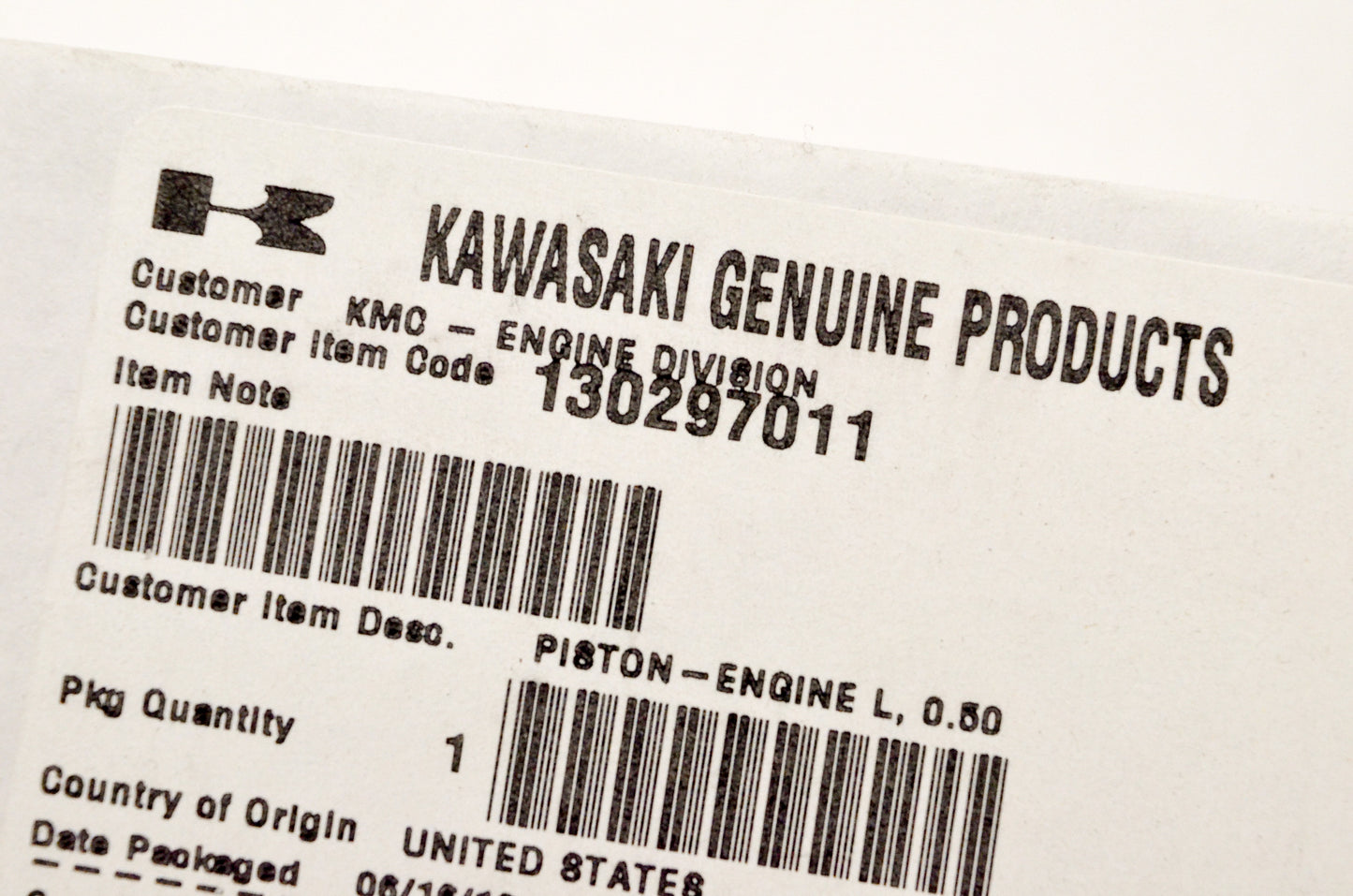 OEM Kawasaki 13029-7011 0.50 L Engine Piston NOS