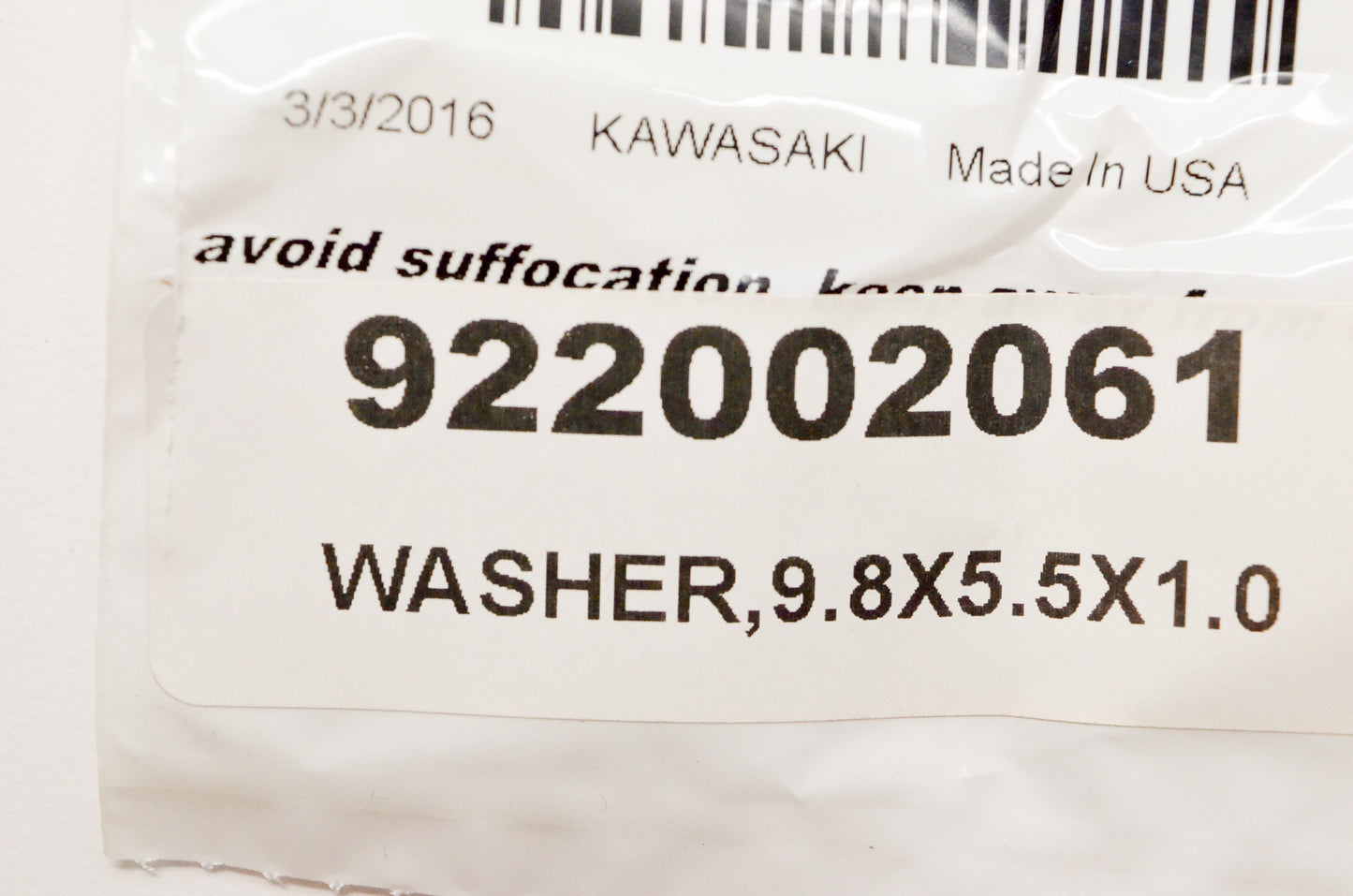 Tewarehouse 92200-2061 9.8X5.5X1.0 Washer NOS