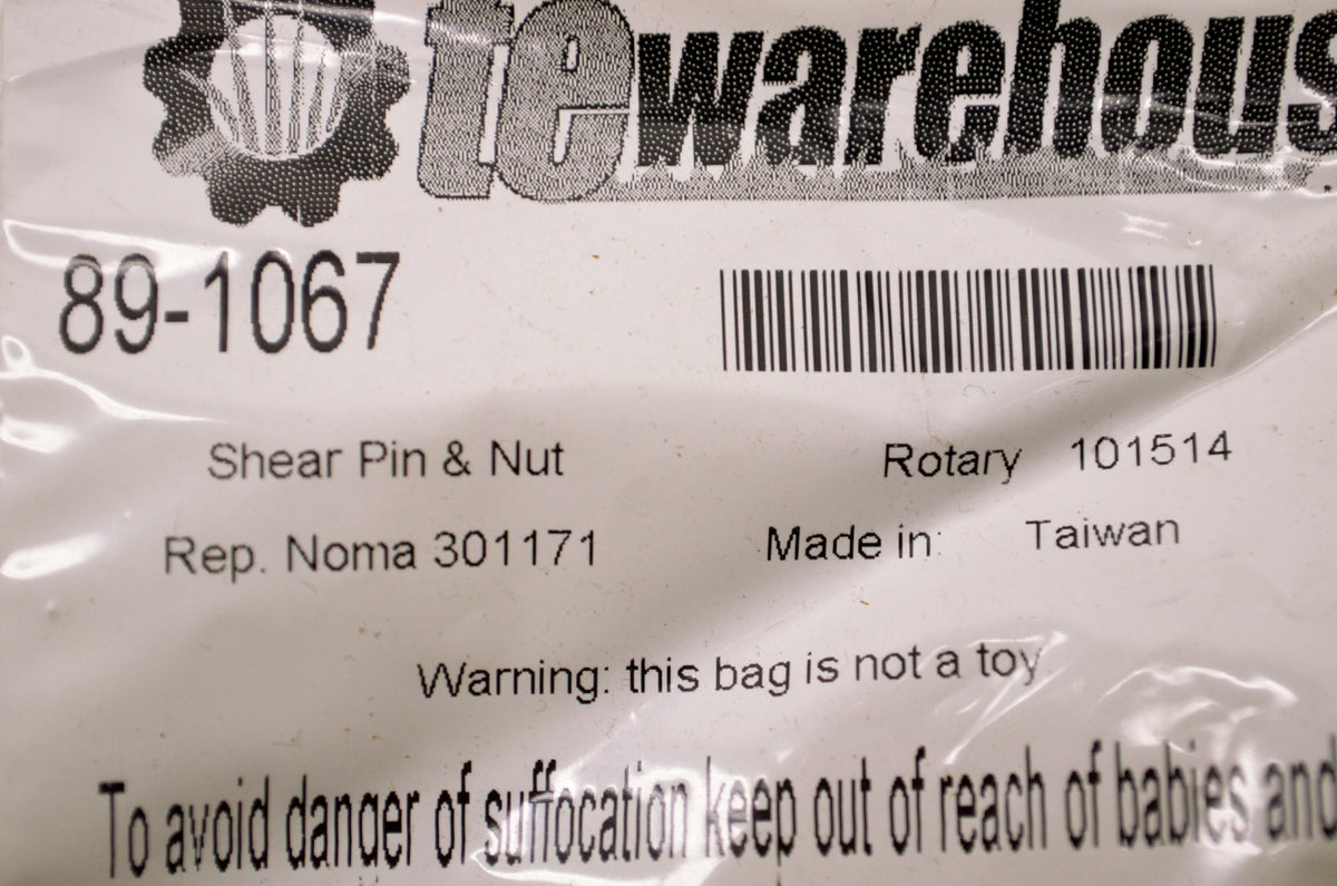Aftermarket 101514, 301171, 89-1067 Shear Pin w/ Nut NOS
