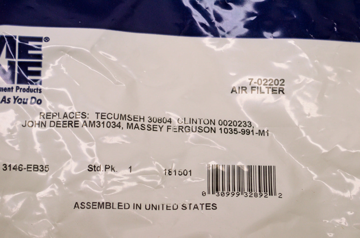 Prime Line 7-02202 Air Filter NOS