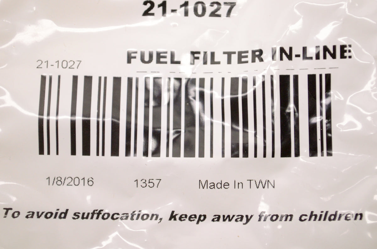 Aftermarket 1357, 21-1027 In-Line Fuel Filter 1/4" NOS