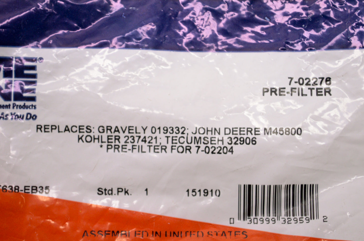 Prime Line 7-02276 Pre-Filter NOS