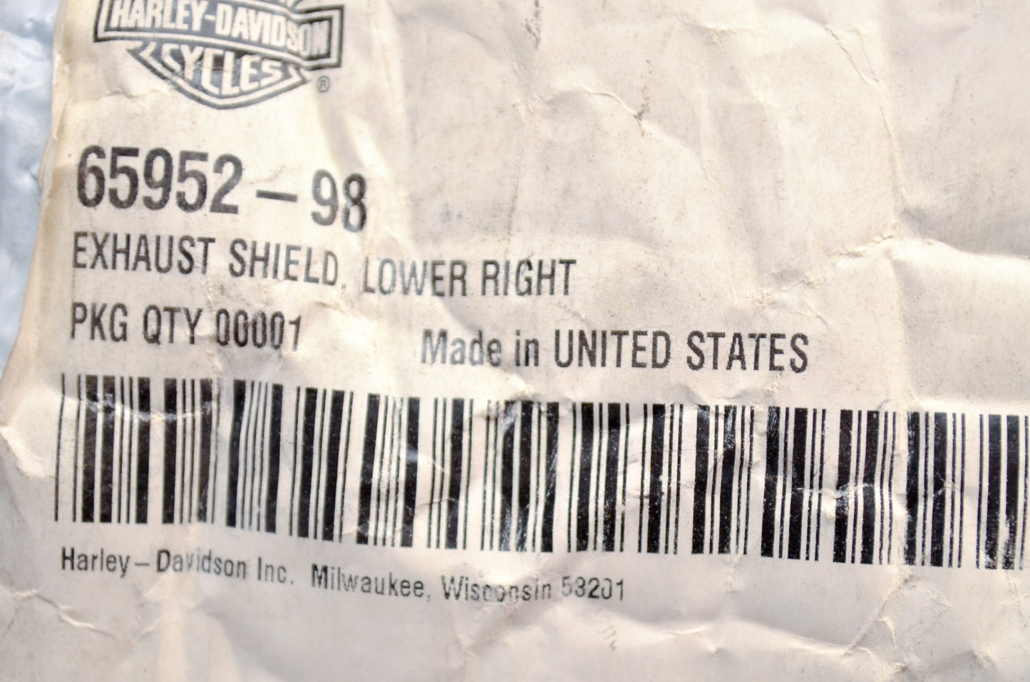 OEM Harley-Davidson 65952-98 Lower Rear Right Headshield Assembly NOS