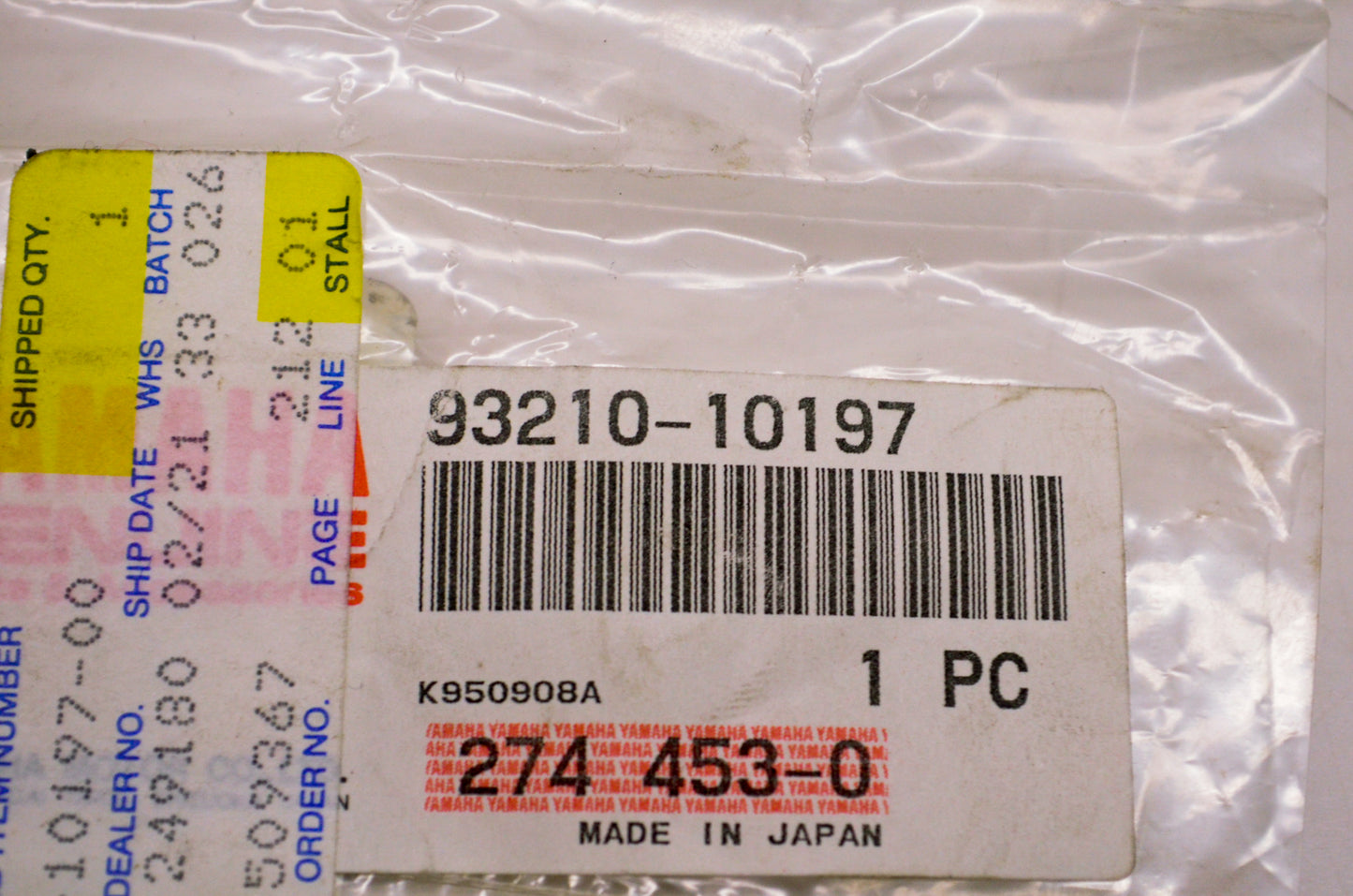 OEM Yamaha 93210-10197-00 O-ring NOS