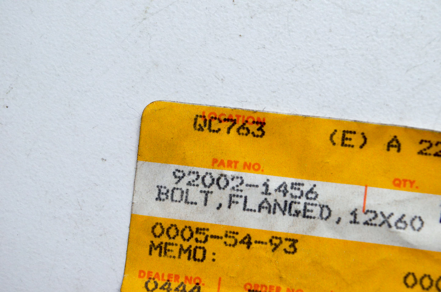OEM Kawasaki 92002-1456 12x60 Flanged Bolt NOS
