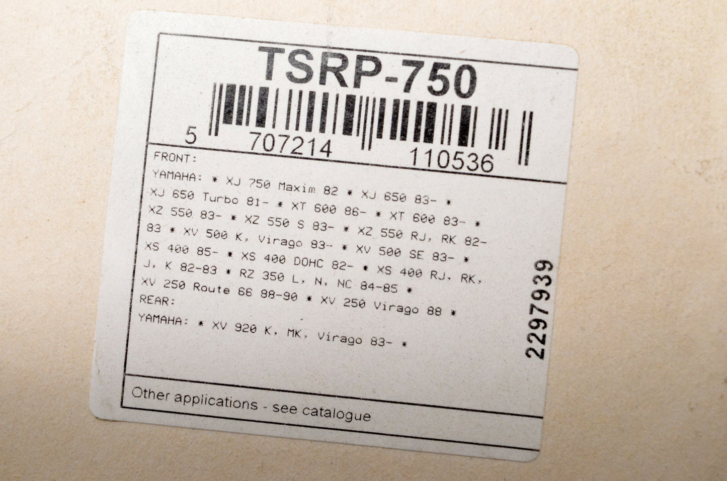 PartsUnlimited TSRP-750 Tuf Stop Brake Pad Kit NOS