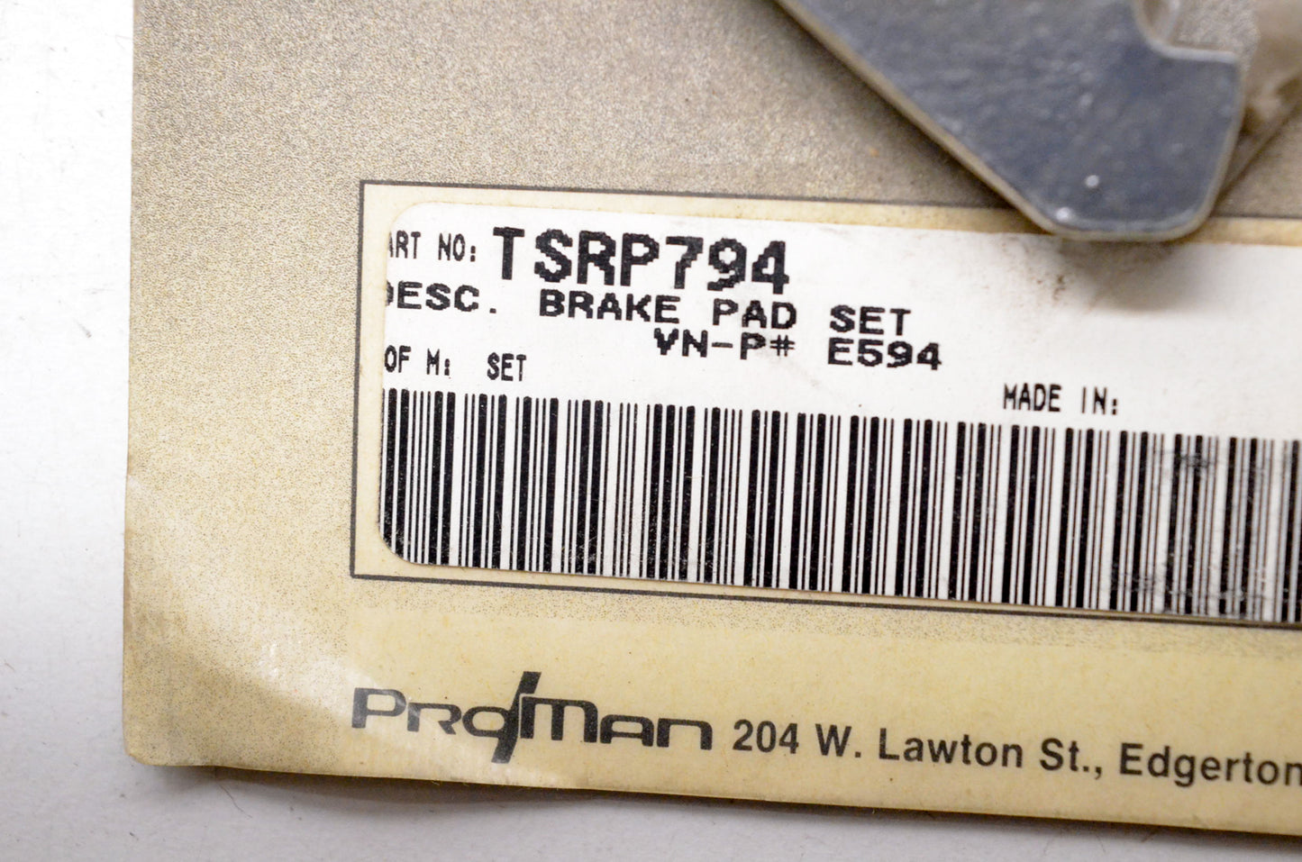 ProMan TRSP-794, E594 Tuf Stop Brake Pad Kit NOS