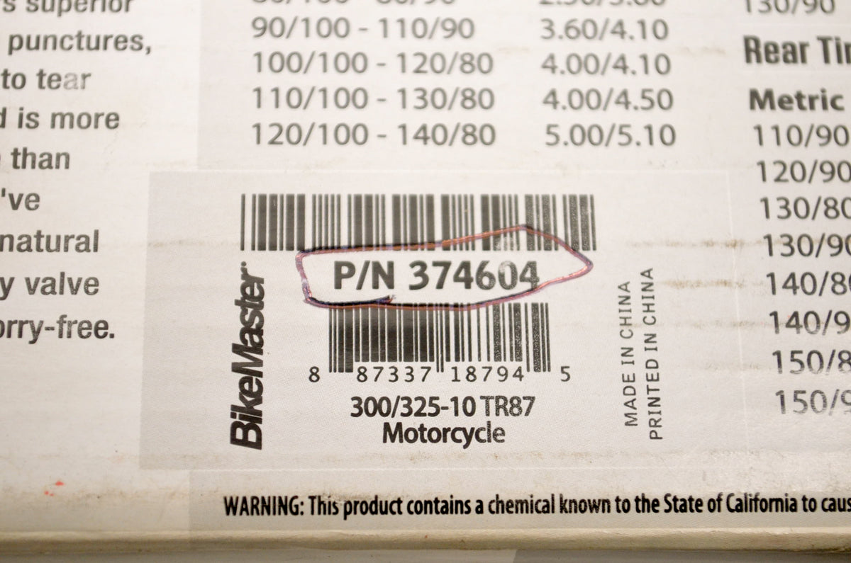 Bikemaster 374604 Motorcycle Tube NOS