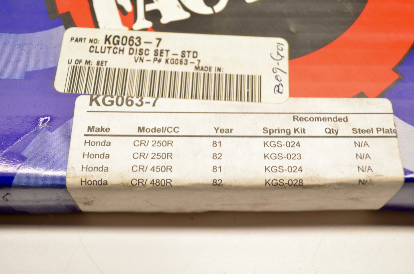 Clutch Factory KG063-7 Clutch Disc Set NOS