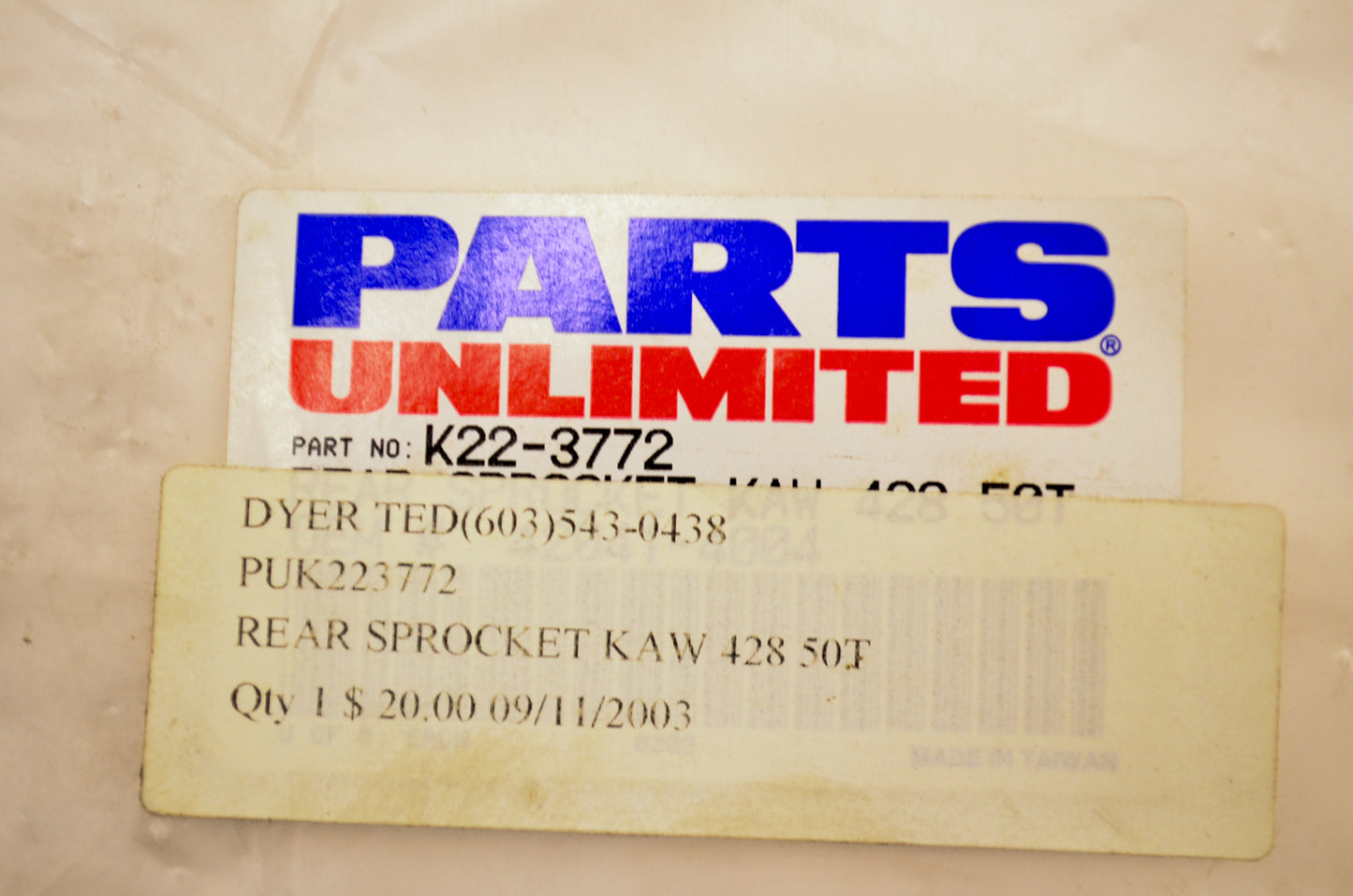 PARTS UNLIMITED K22-3772, 42041-4004 Sprocket NOS