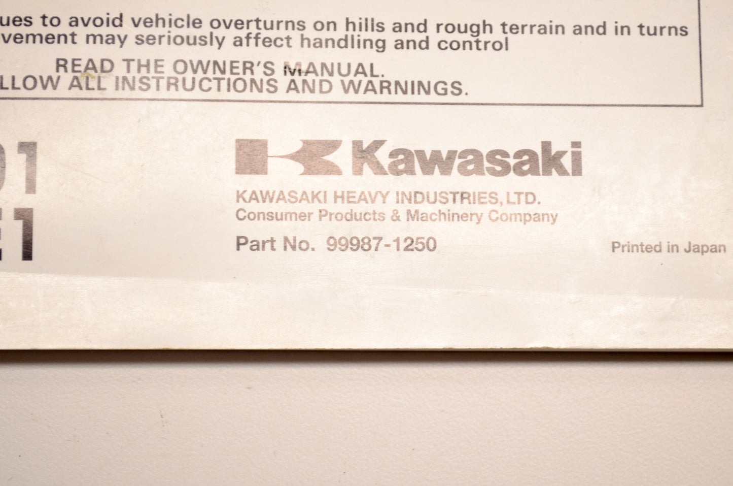 OEM Kawasaki 99987-1250 Manual