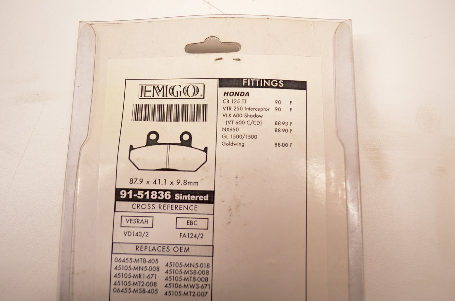 Emgo 91-51836 Brake Pad Kit NOS