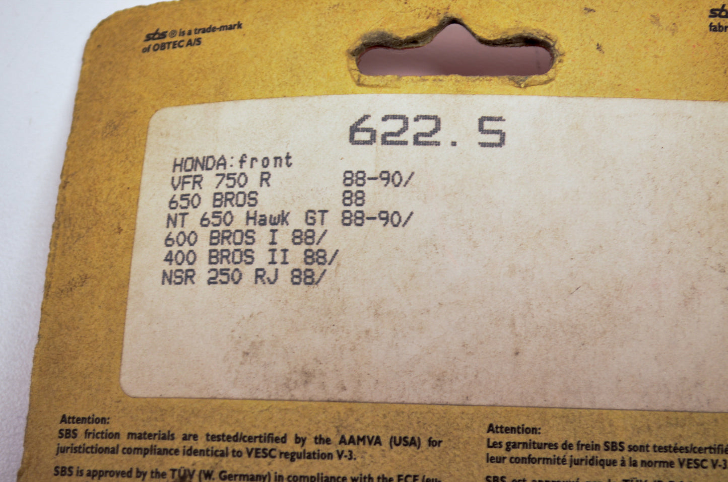 SBS 622HF Brake Pad Kit NOS