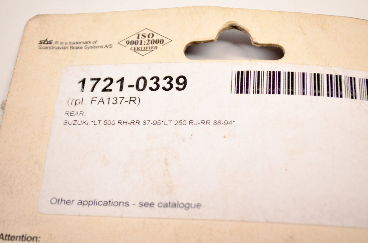Parts Unlimited 1721-0339/649SI, FA137-R Brake Pad Kit NOS