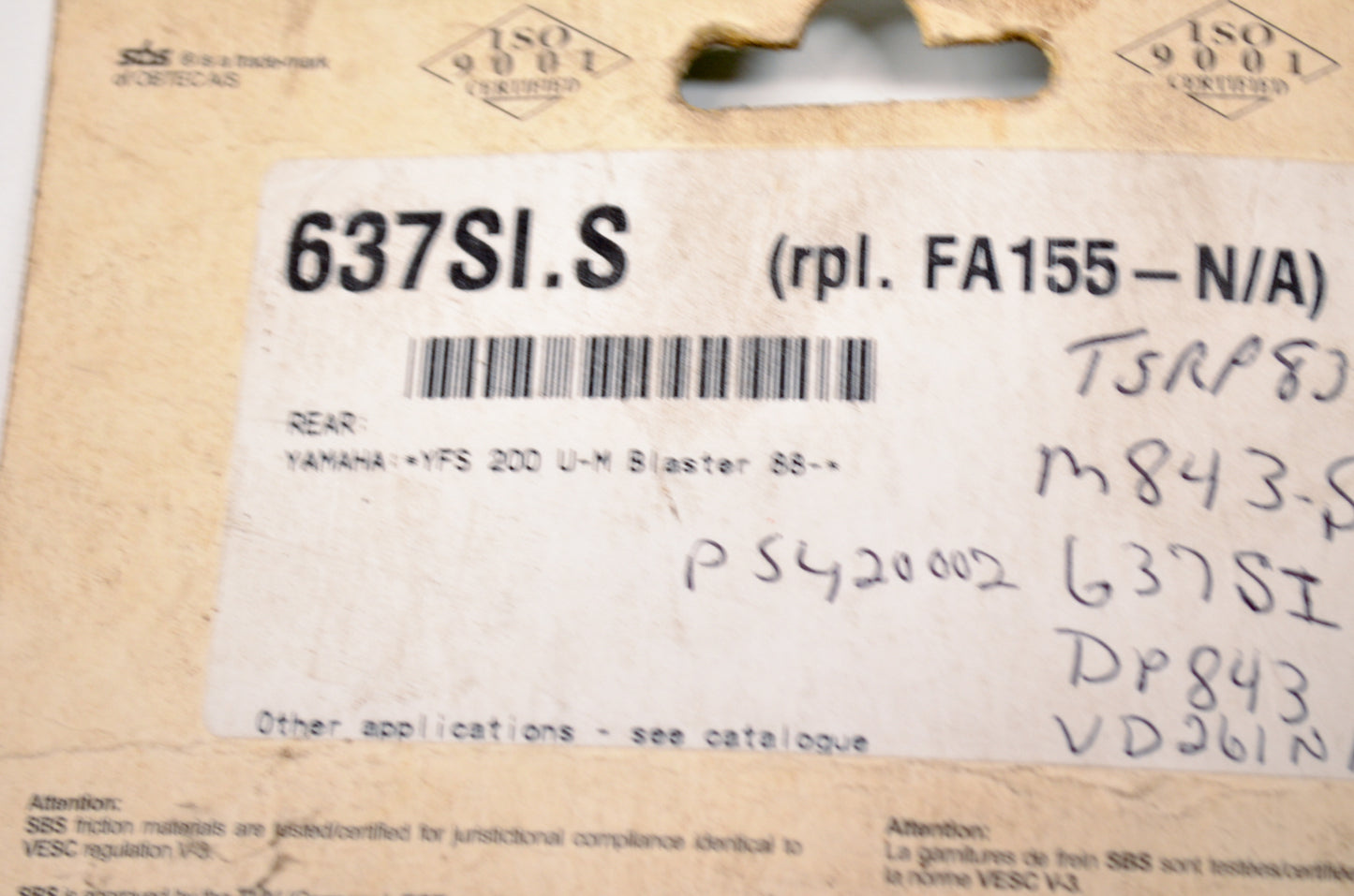 SBS 637SI, FA155 Brake Pad Kit NOS