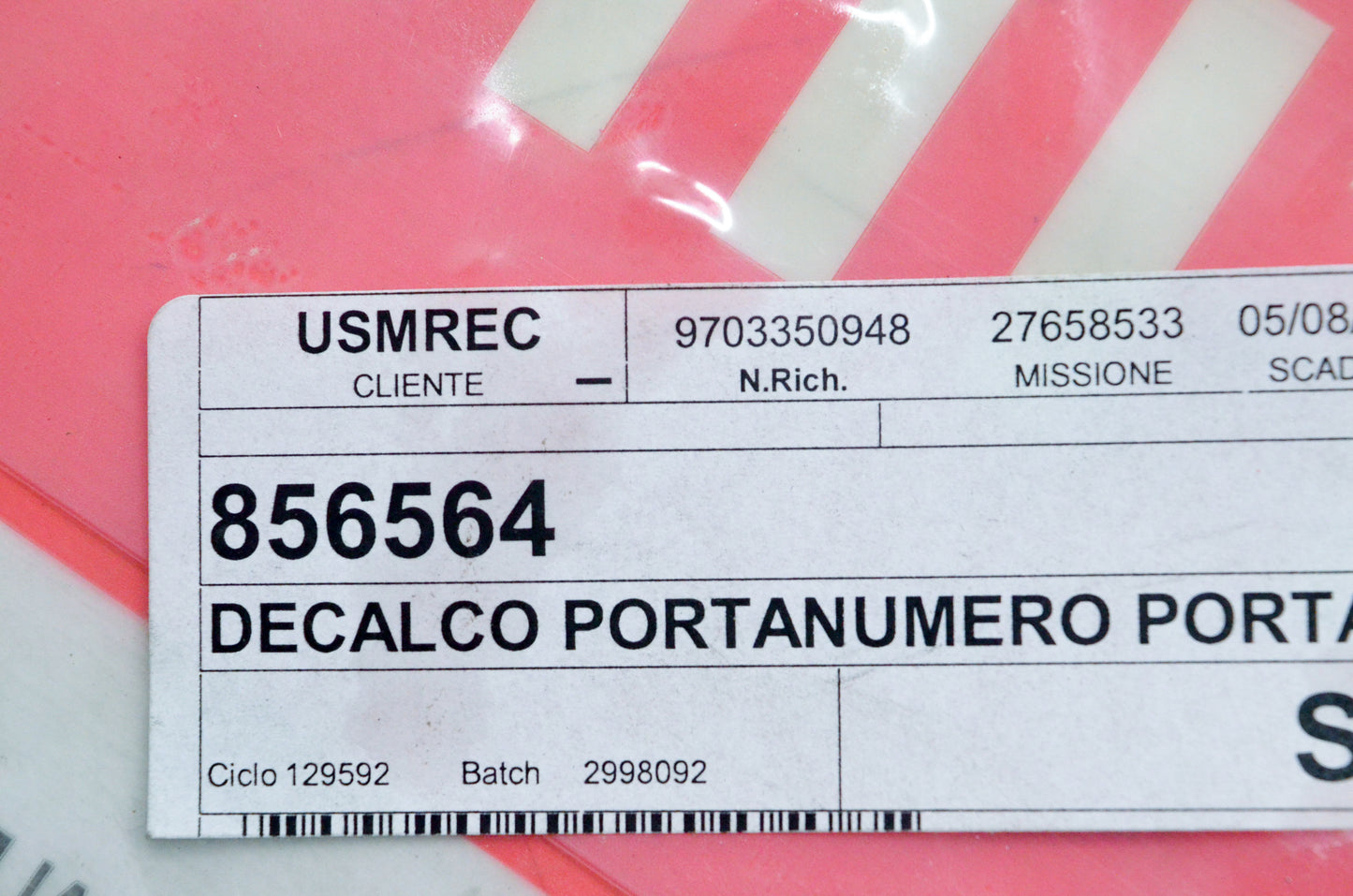 Aprilia 856564, 9703350948 Decal NOS