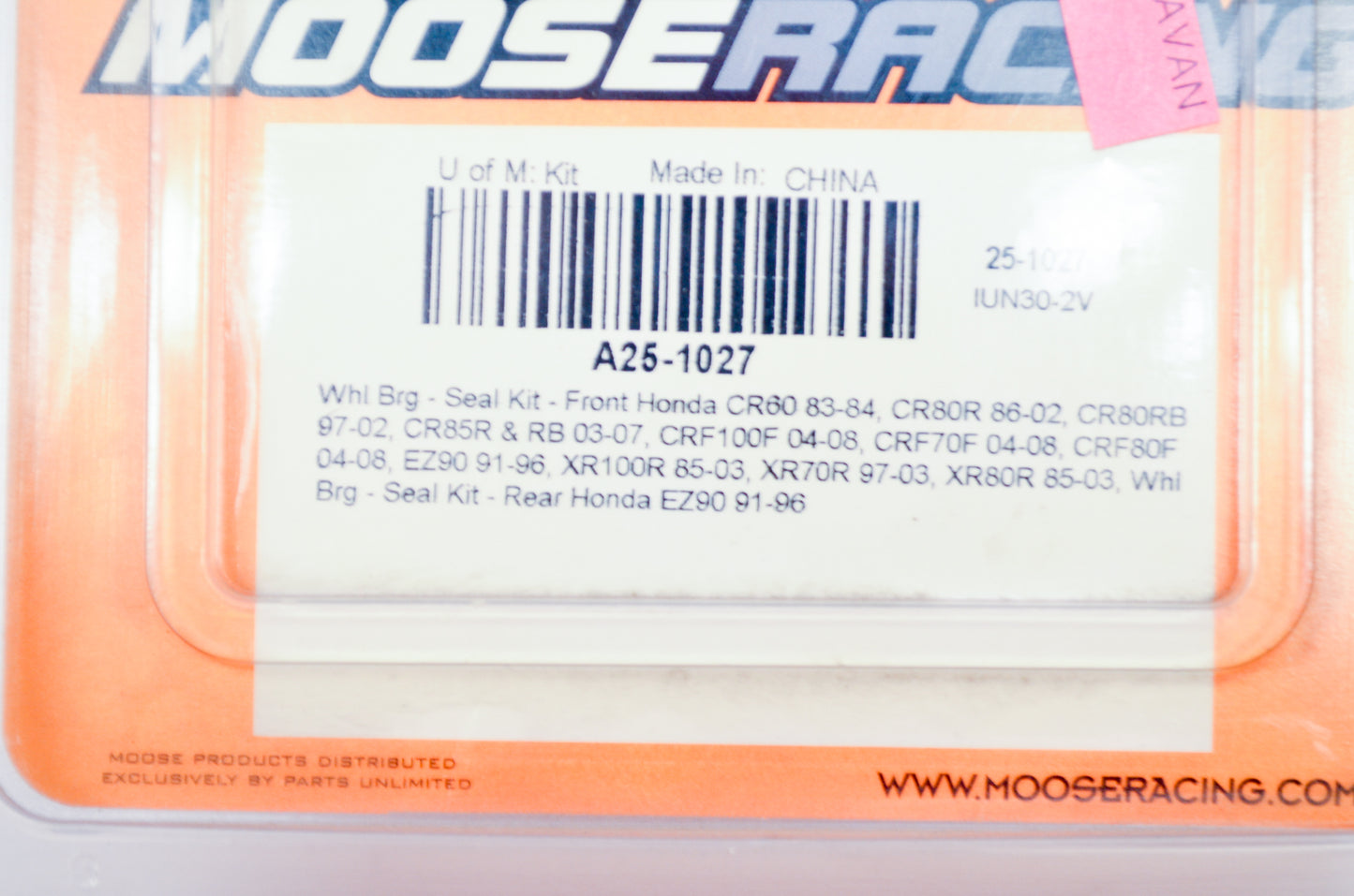 Moose Racing A25-1027 Wheel Bearing & Seal Kit NOS
