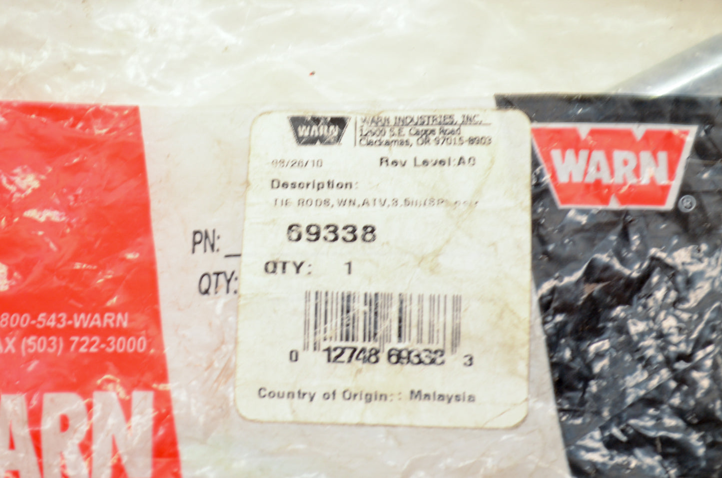 Warn 69338 Tie Rods Qty 2 NOS