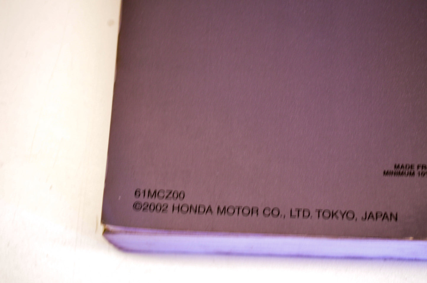 Honda 61MCZ00 Manual