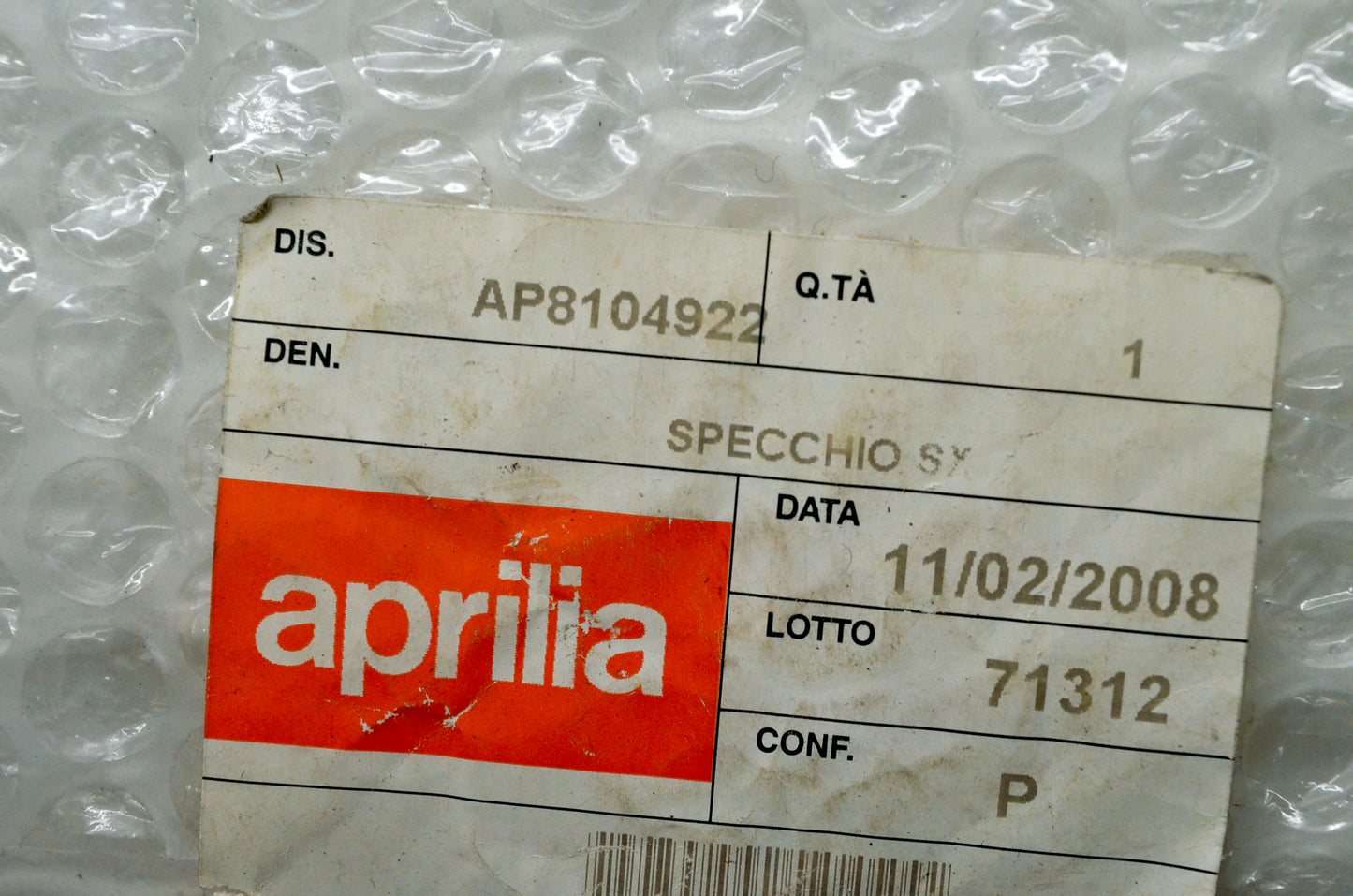 Aprilia AP8104922 LH Rearview Mirror NOS