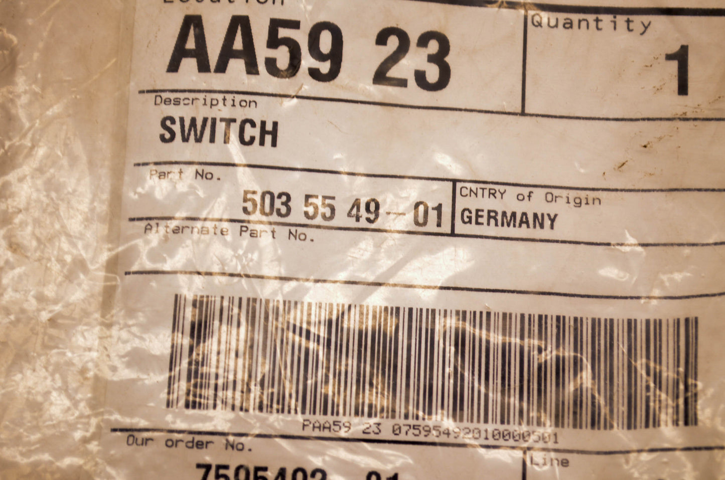 New OEM Husqvarna 503 55 49-01 Stop Switch NOS