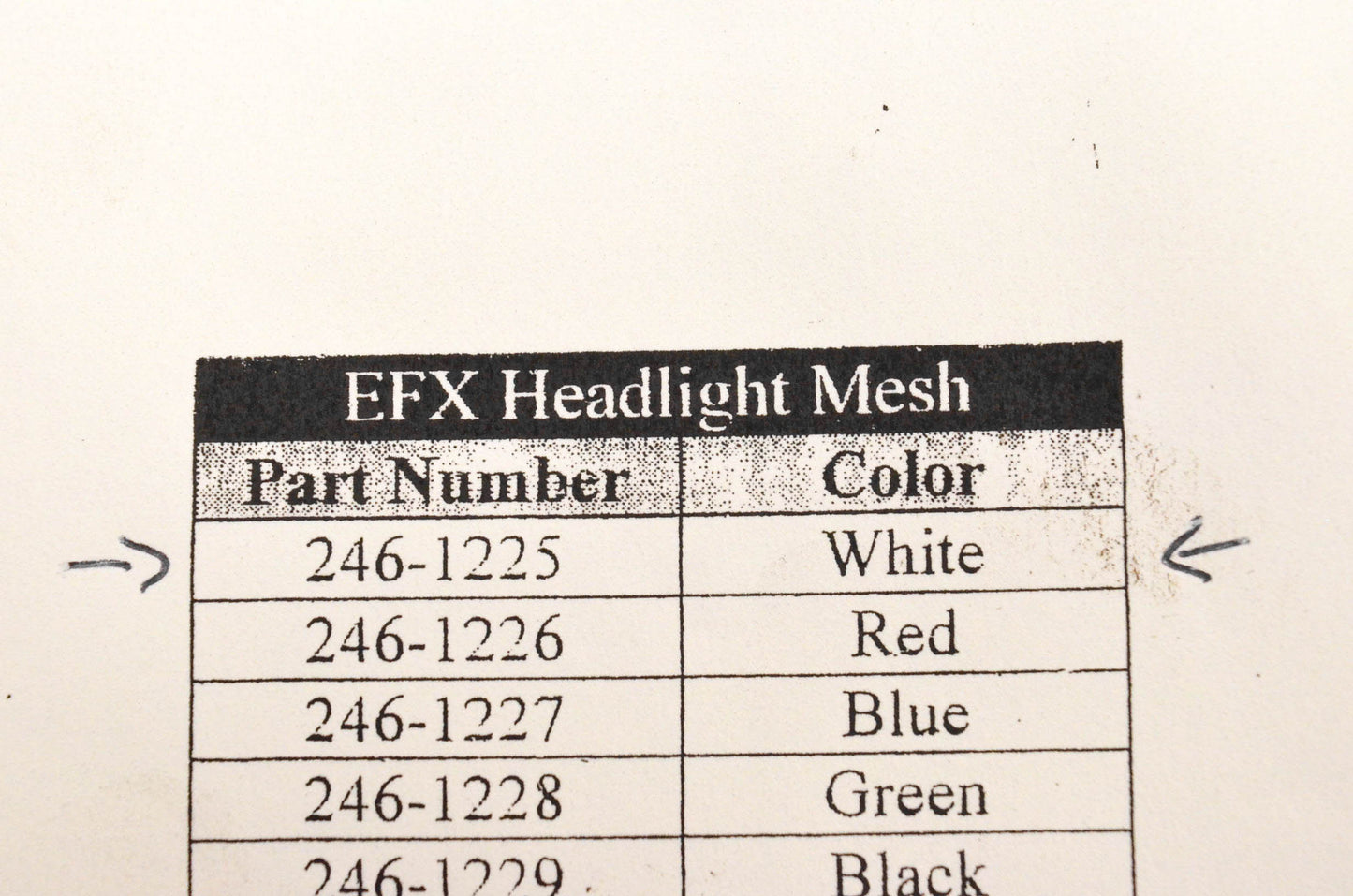Lockhart Philips 246-1225 Headlight Mesh White NOS