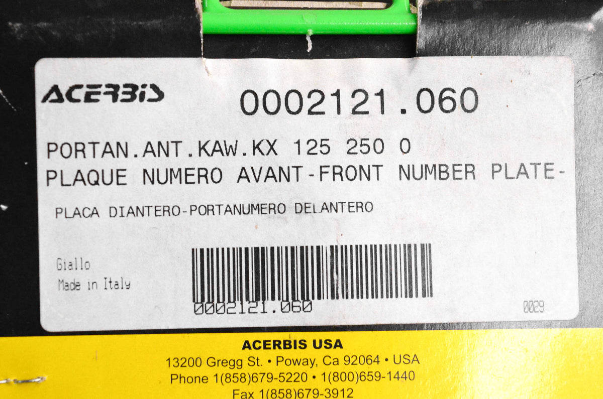 Acerbis 0002121.060, 052000061 Front Number Plate Yellow NOS