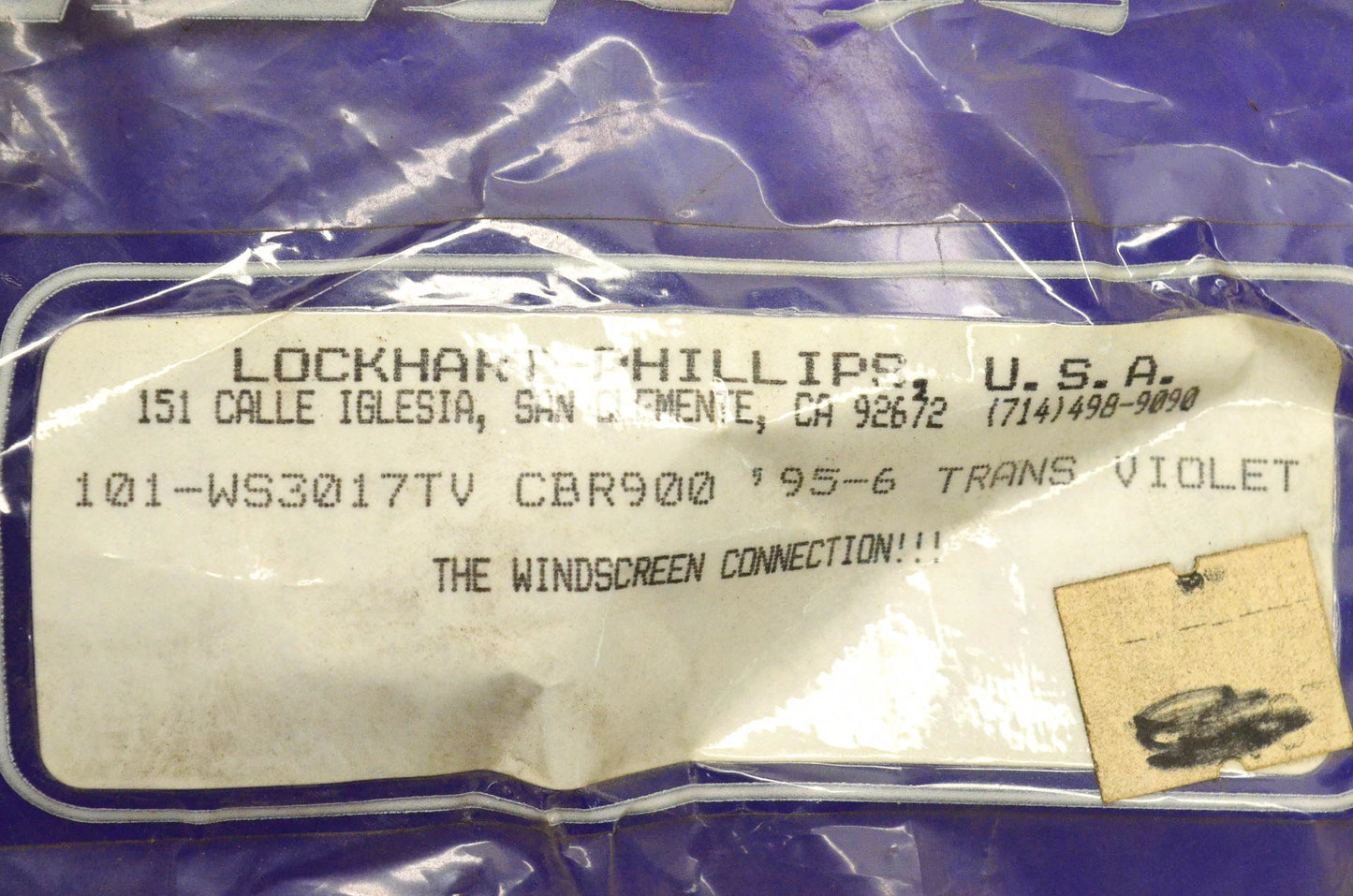 Lockhart Philips 101-WS3017TV Windscreen Transparent Voilet NOS