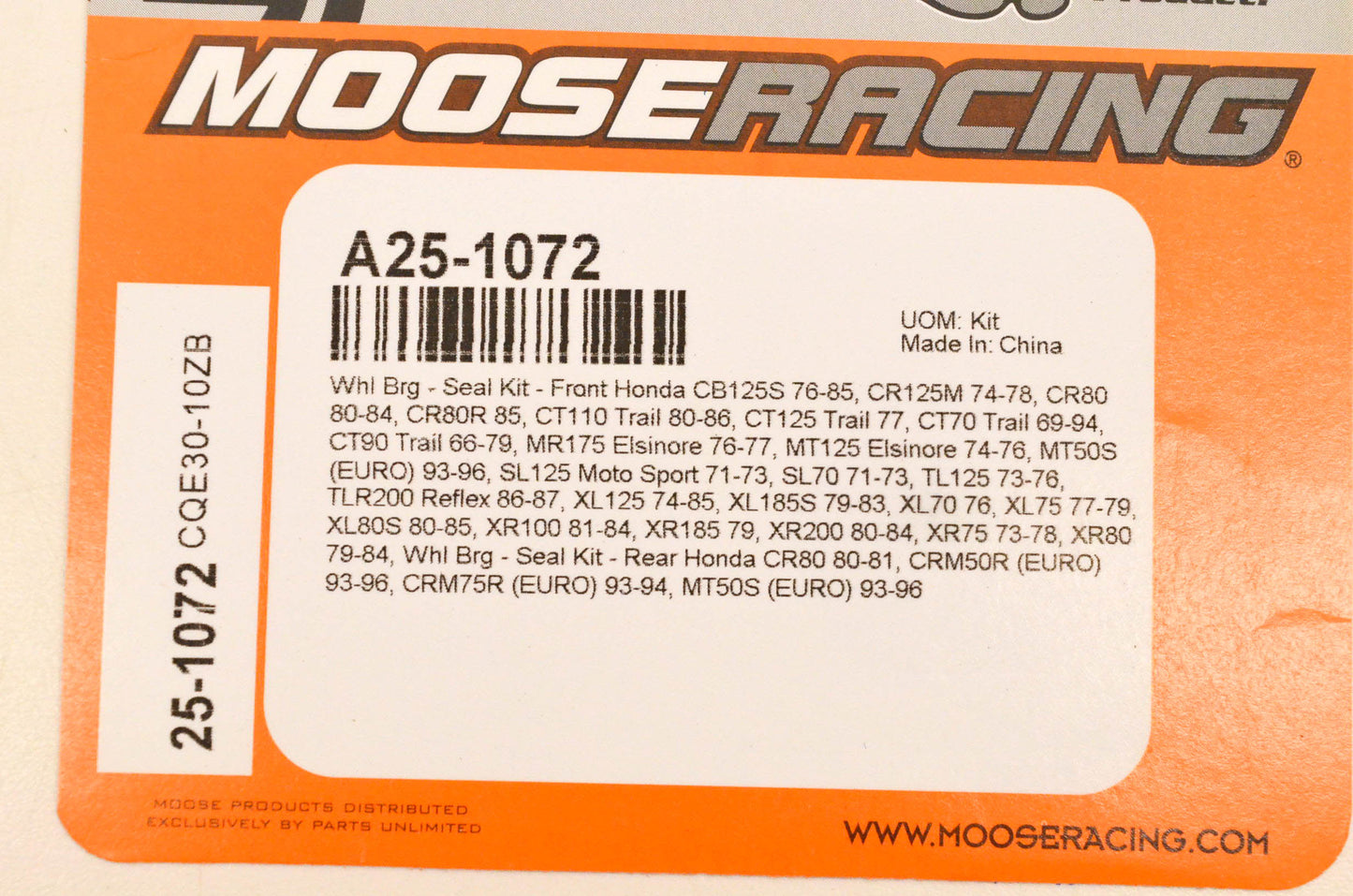 Moose Racing A25-1072, 25-1072 Wheel Bearing Seal Kit NOS