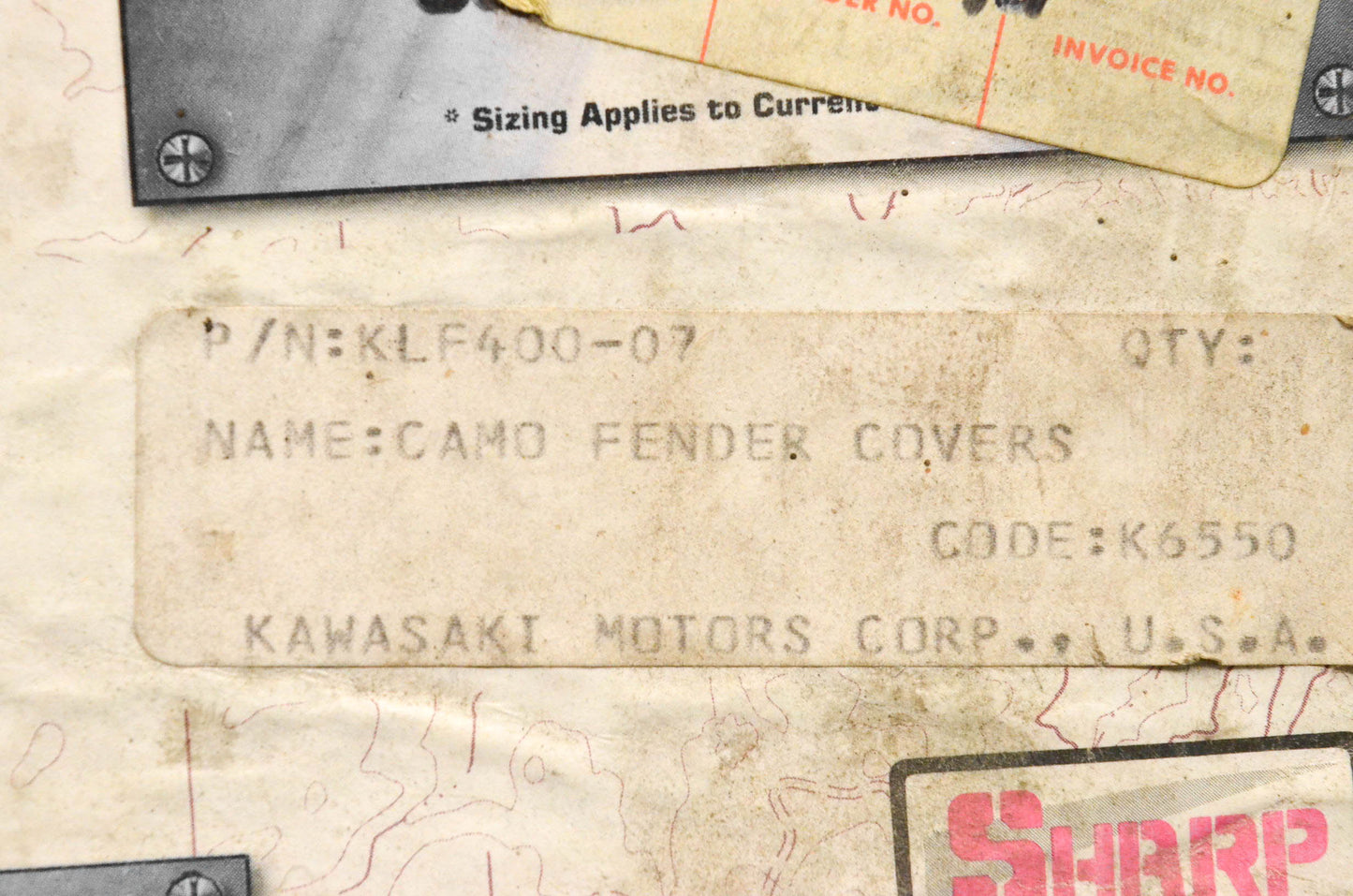 Starship ATV KLF400-07 Camo Fender Cover NOS