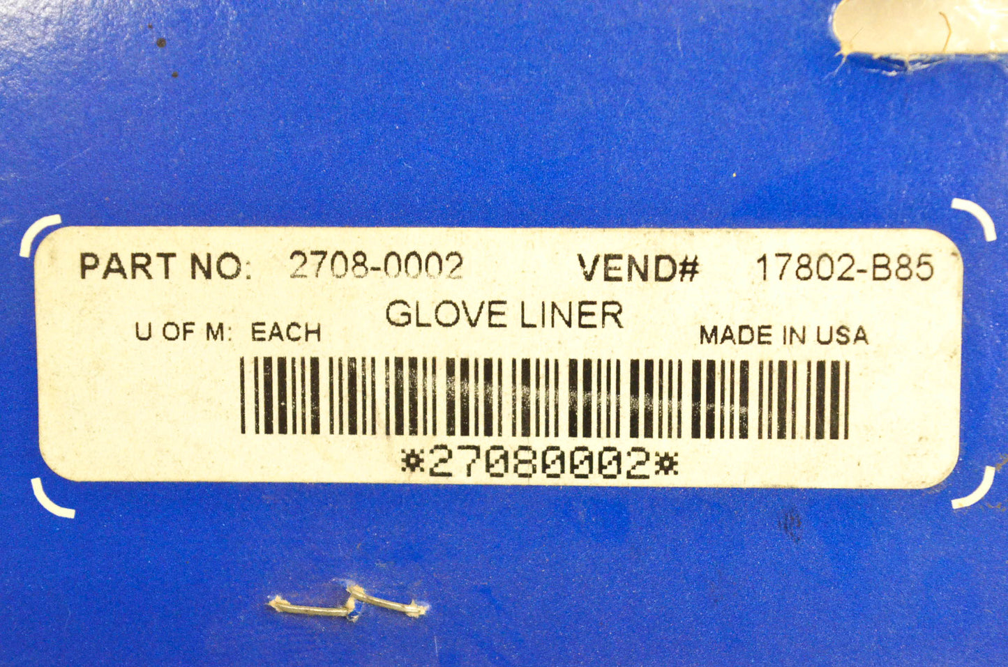Parts Unlimited 2708-0002, 17802-B85 Glove Liner NOS