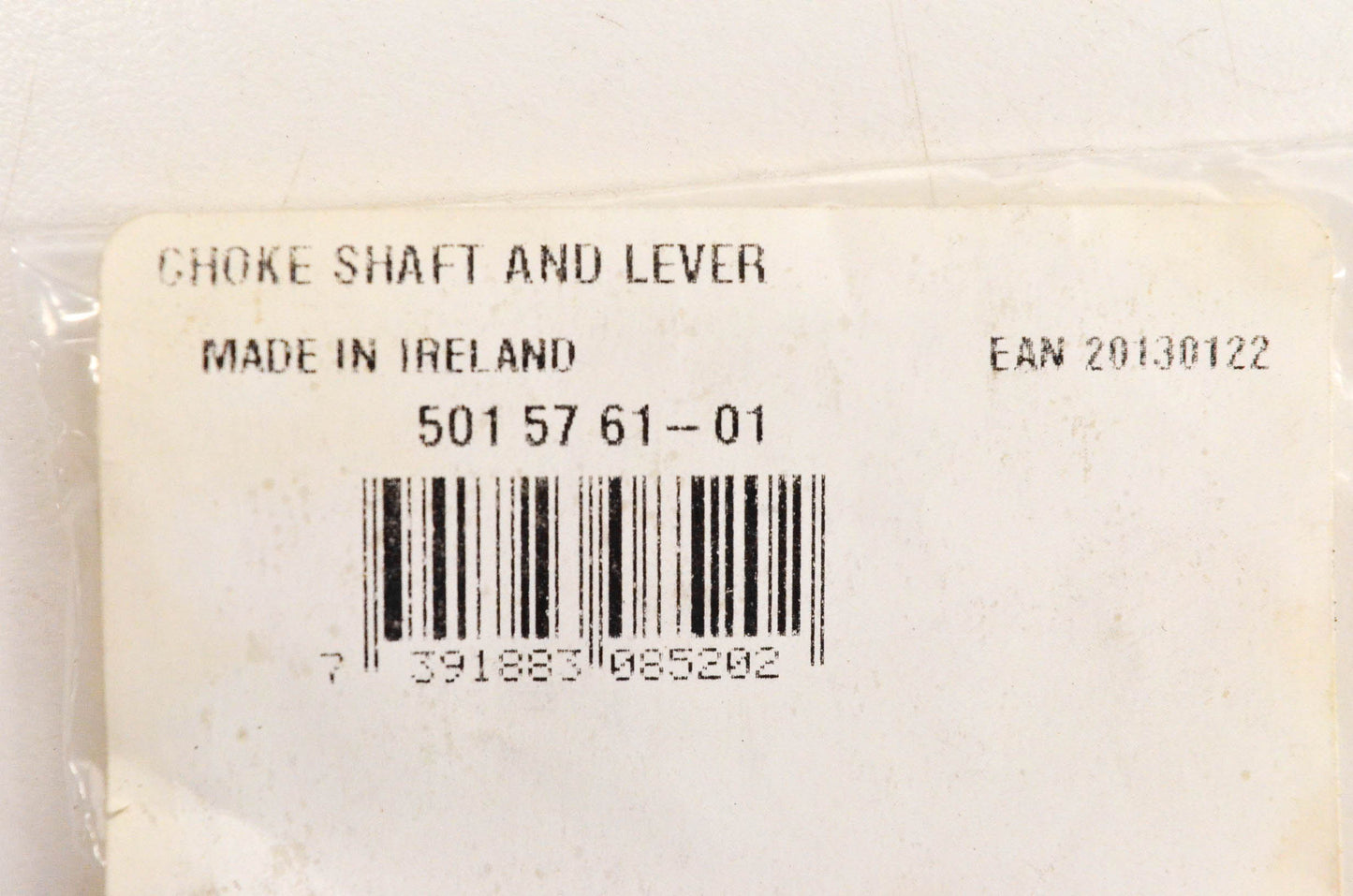 New OEM Husqvarna 5015761-01, 501576101 Choke Shaft And Lever NOS