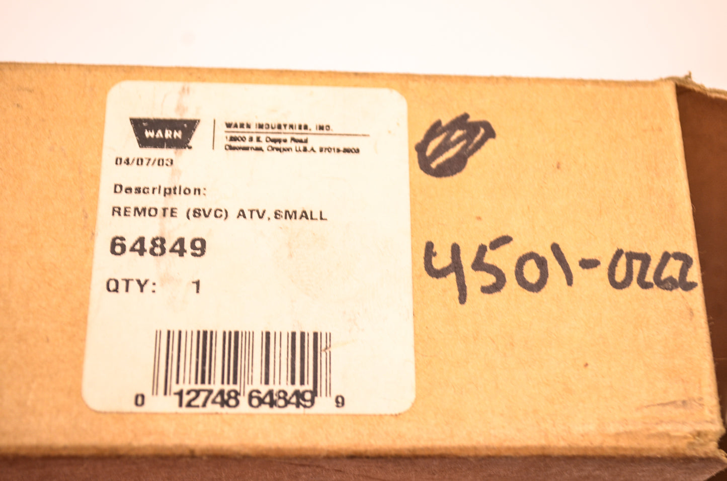 Warn 4501-0262 Remote NOS